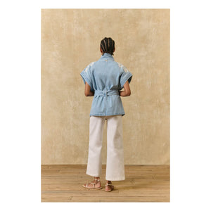 Louise Misha - Katja Cotton Sleeveless Jacket | Blue