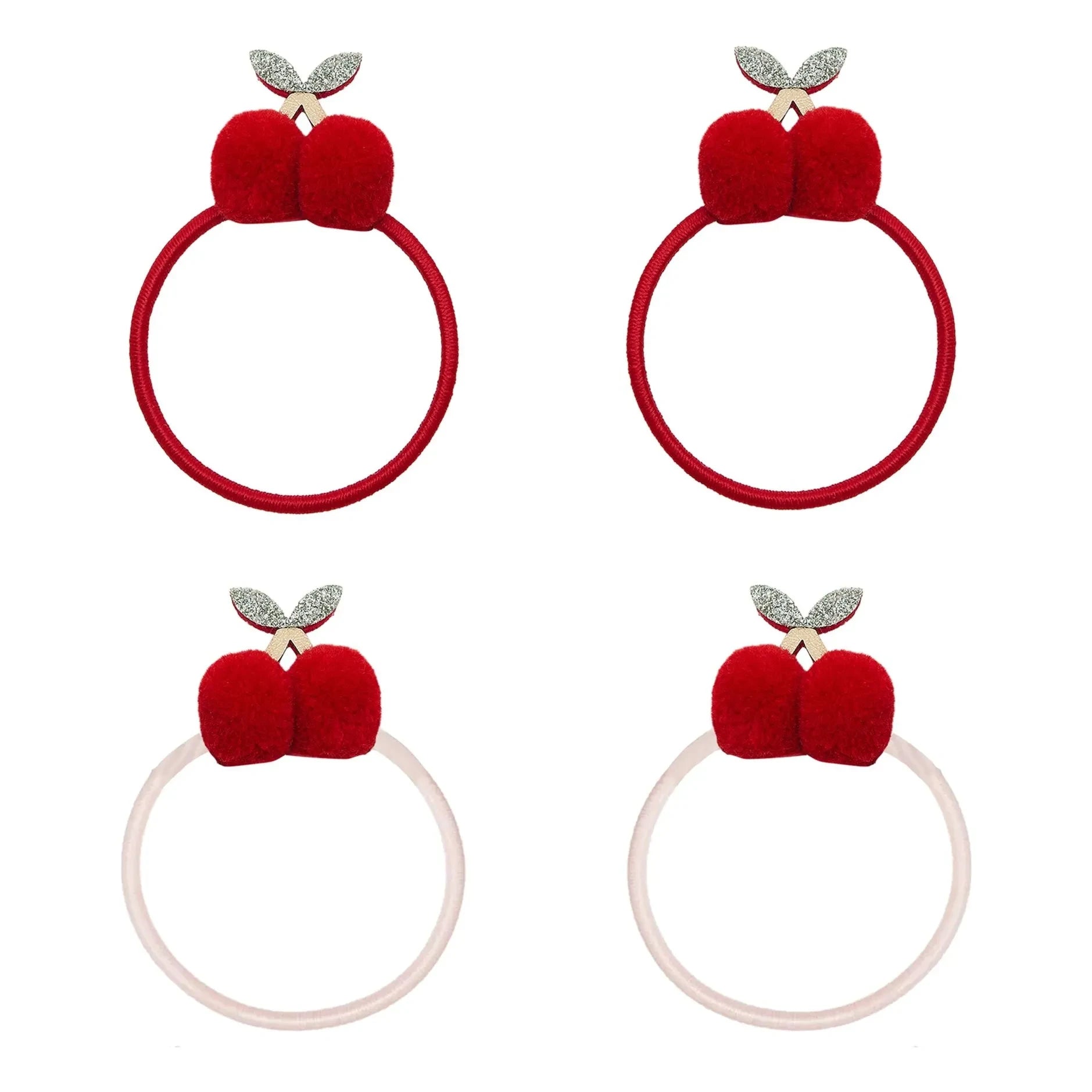 Mimi & Lula - 4-Piece Cherry Pom-Pom Chouchou Set | Red