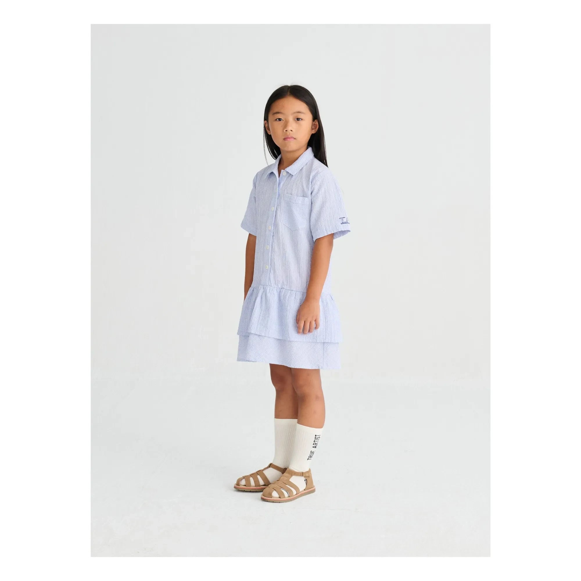 True Artist - N°16 Striped Seersucker Dress | Blue