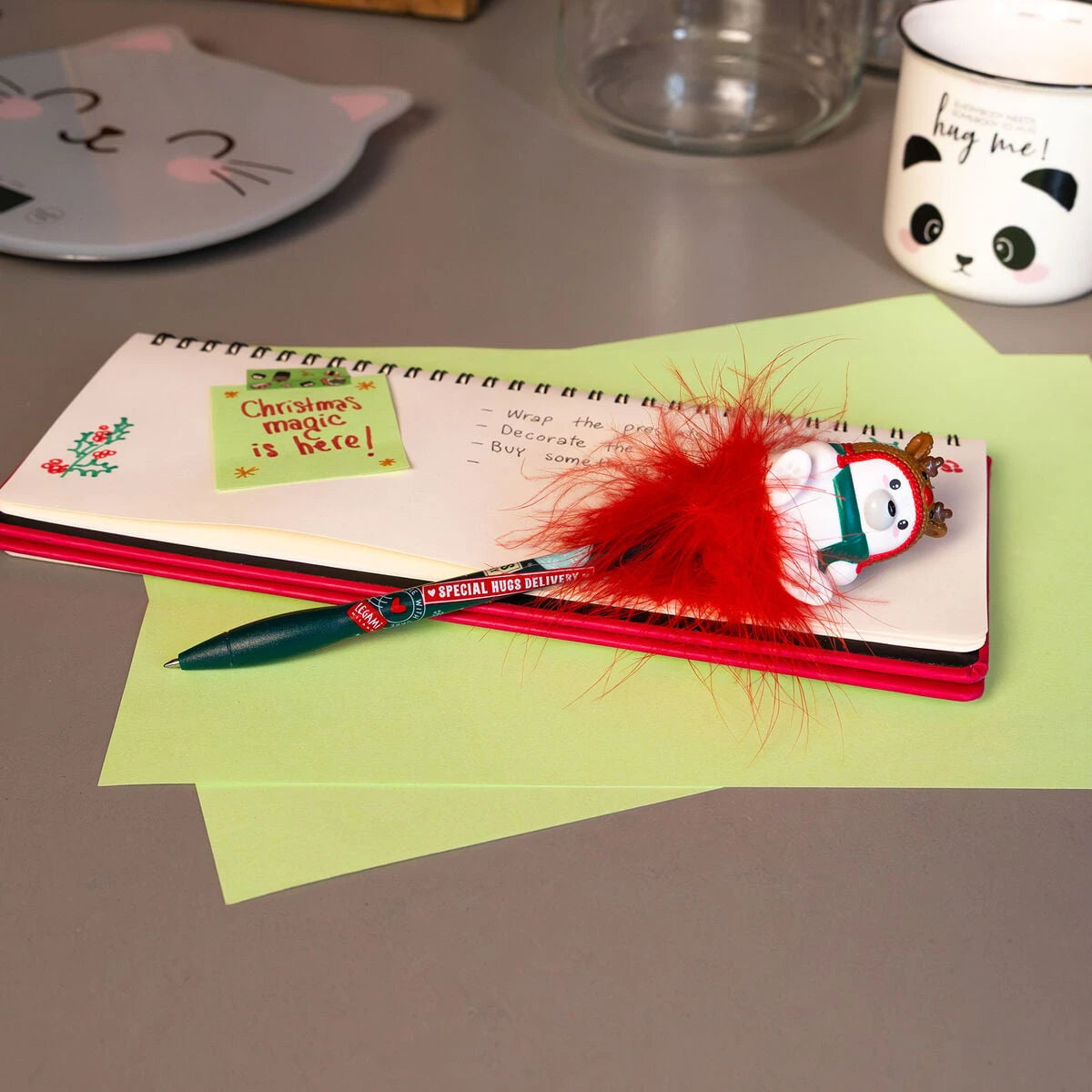 Legami - Christmas Gel Pen with Lighted Polar Bear Reindeer - Writing is Magic