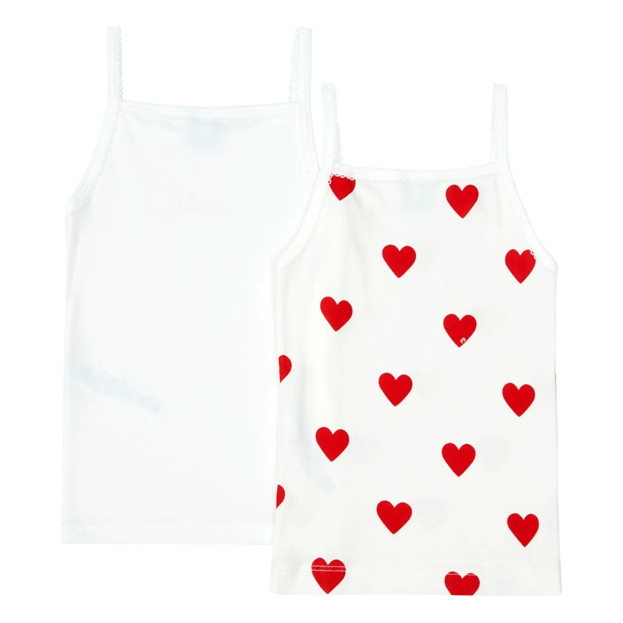 Petit Bateau - 2-Pack Organic Cotton Heart Singlet | White