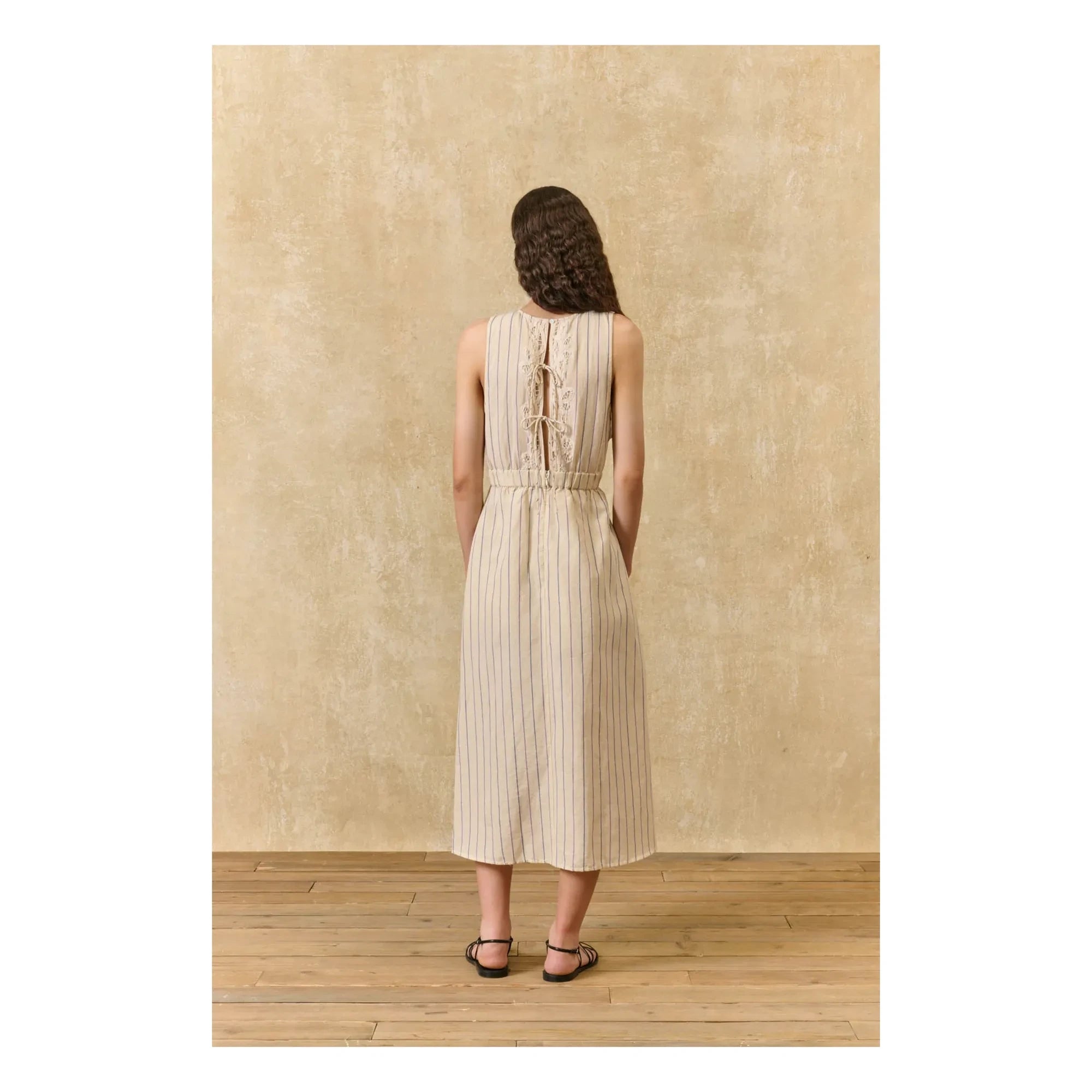 Louise Misha - Ariane Striped Linen and Cotton Dress | Cream