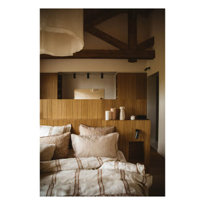Gabrielle Paris - Striped Washed Linen Double-Sided Duvet Cover | Brown