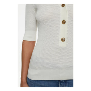Closed - Short Sleeve V-Neck Polo Shirt | Ivory