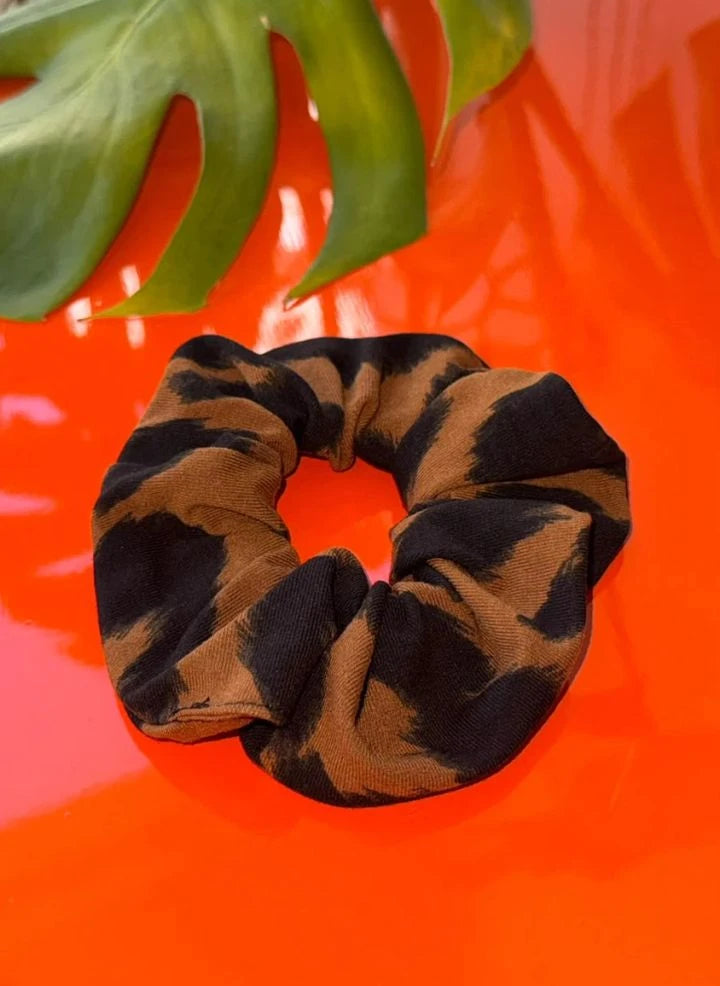 Paloma Collection - Leopar Desenli Kış Scrunchie | Kahverengi
