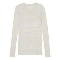 Kujten - Semeti Pointelle Silk and Cashmere Sweater | White