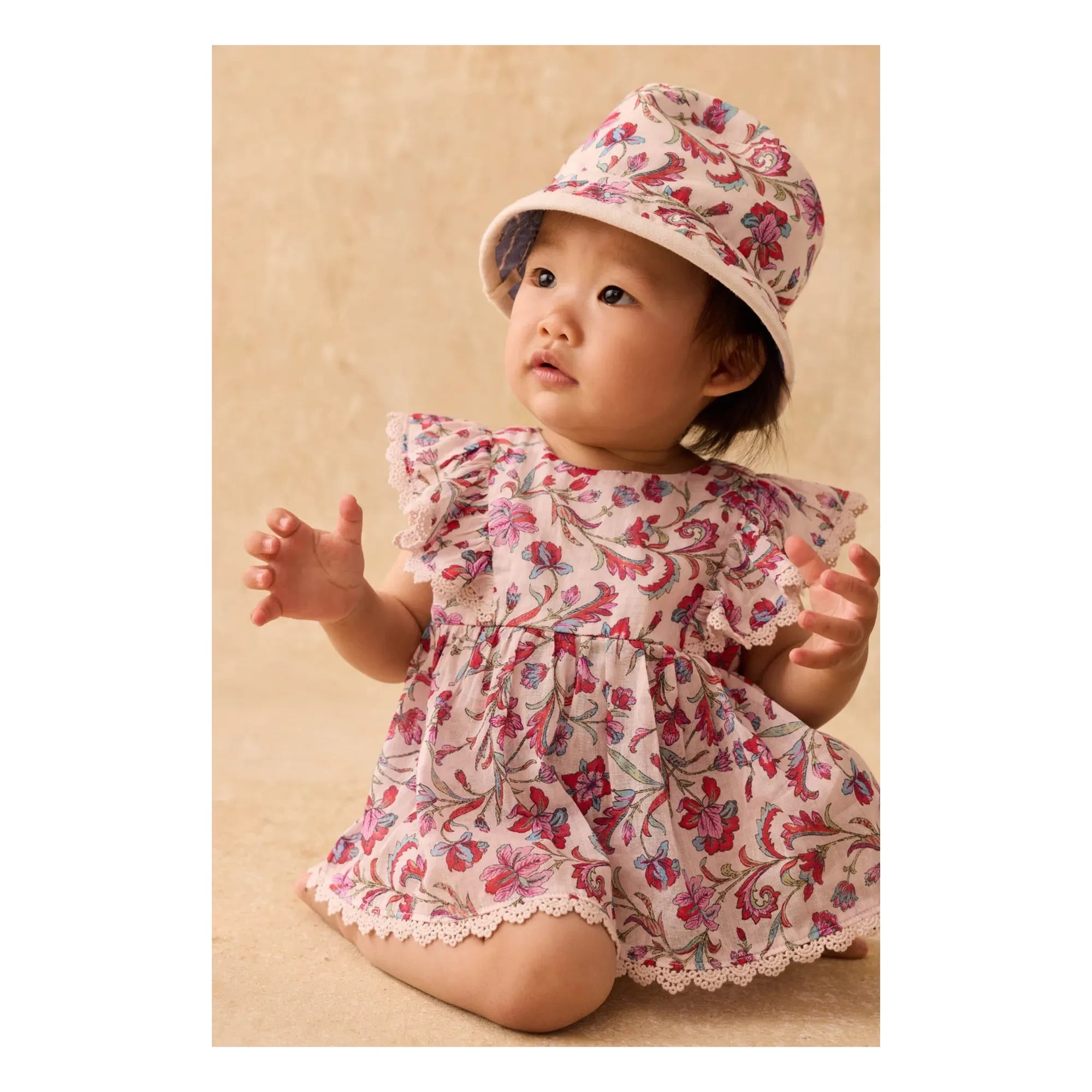 Louise Misha - Lena Fleurie Organic Cotton Romper Dress | Cream