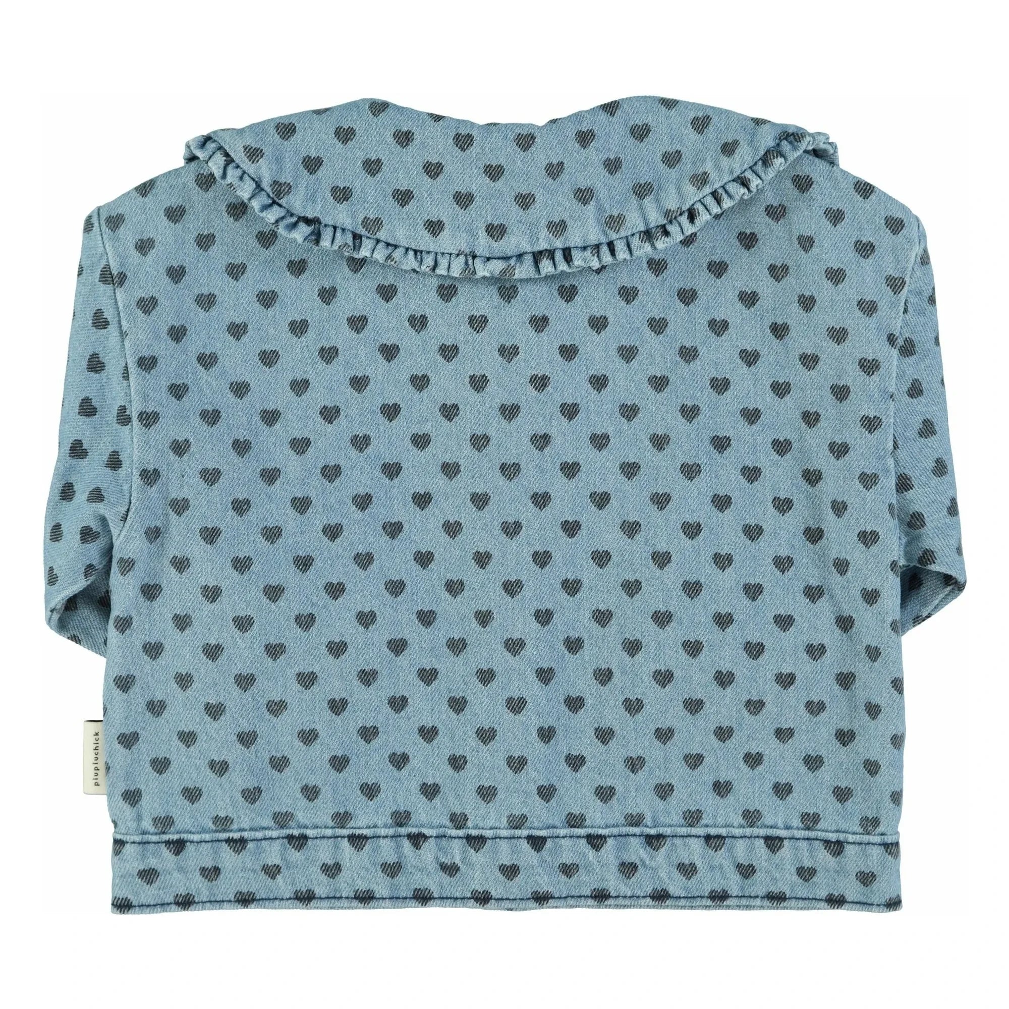 Piupiuchick - Jean jacket with heart Claudine collar | Light Blue