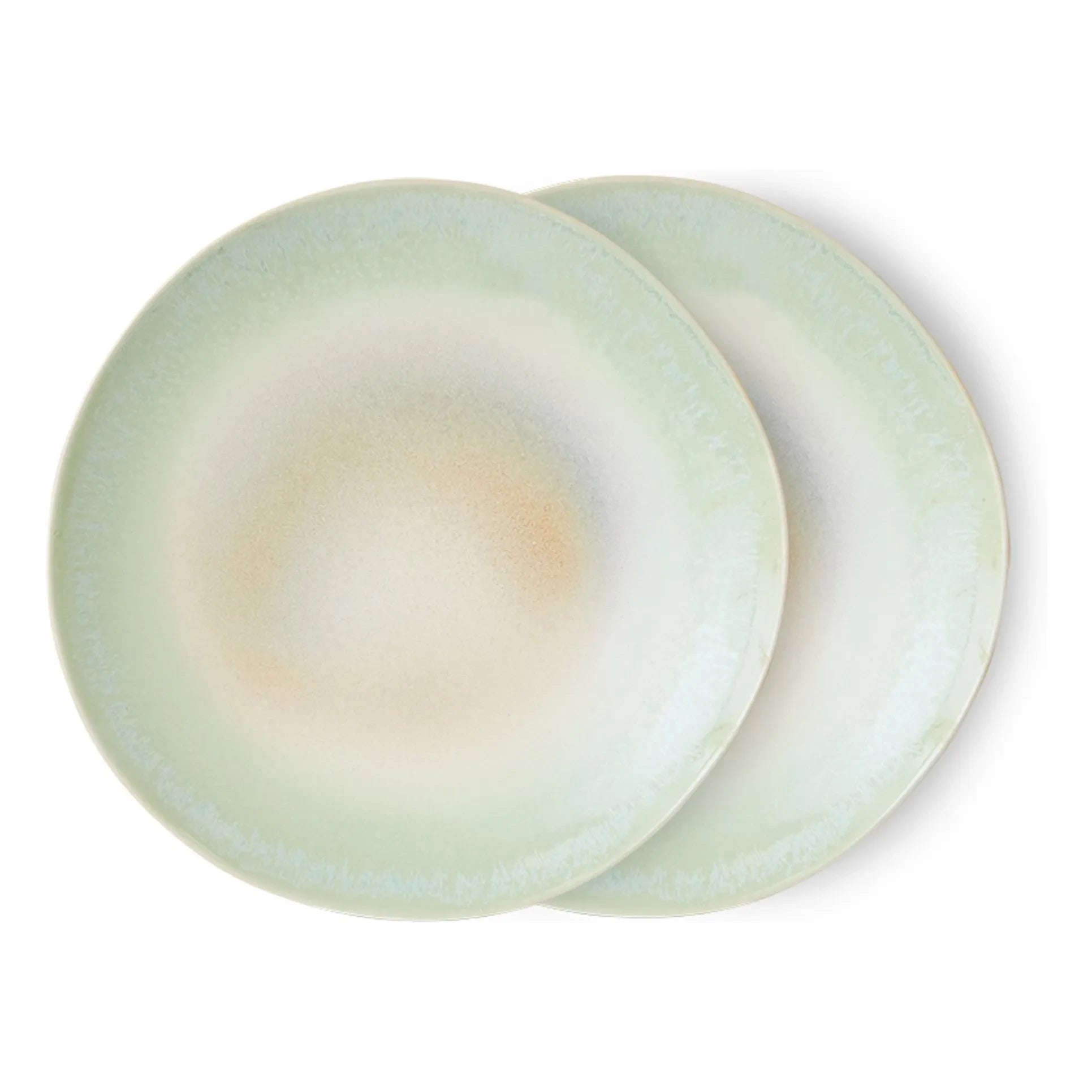 HKliving - Taş seramik tabaklar - 2'li set | Buz Mavisi