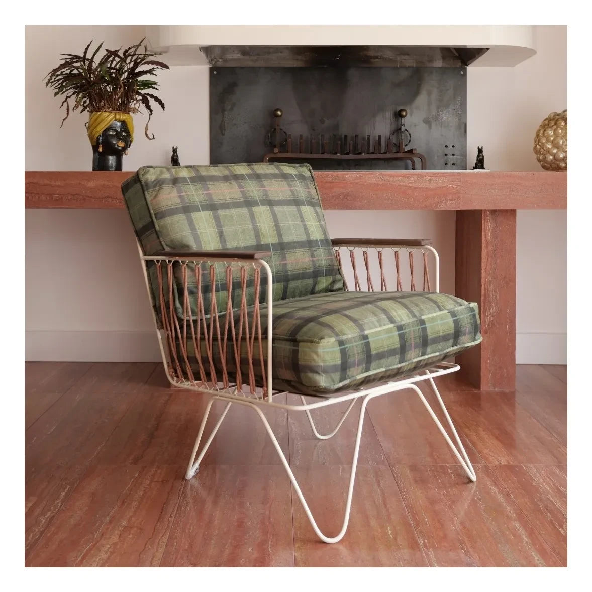 Honoré - Tartan Velvet Croisette Armchair | Green