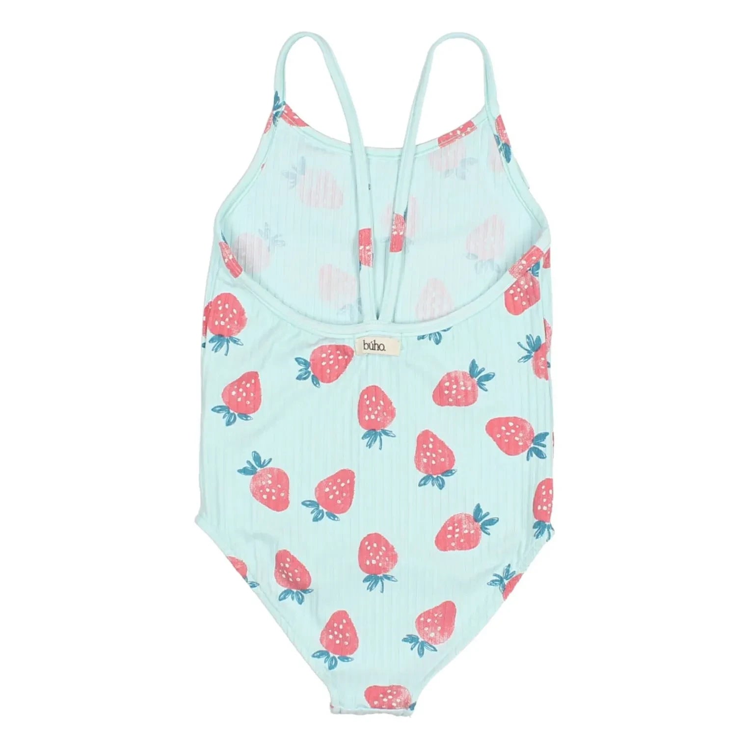 Búho - Strawberry Pattern Ribbed Swimsuit | Aqua