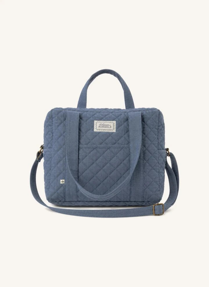 Editions Aimable - Suzanne diaper bag | Blue Chambray