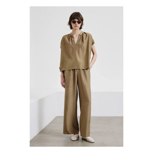 Pomandère - Silk Short Sleeve Blouse | Dark Brown