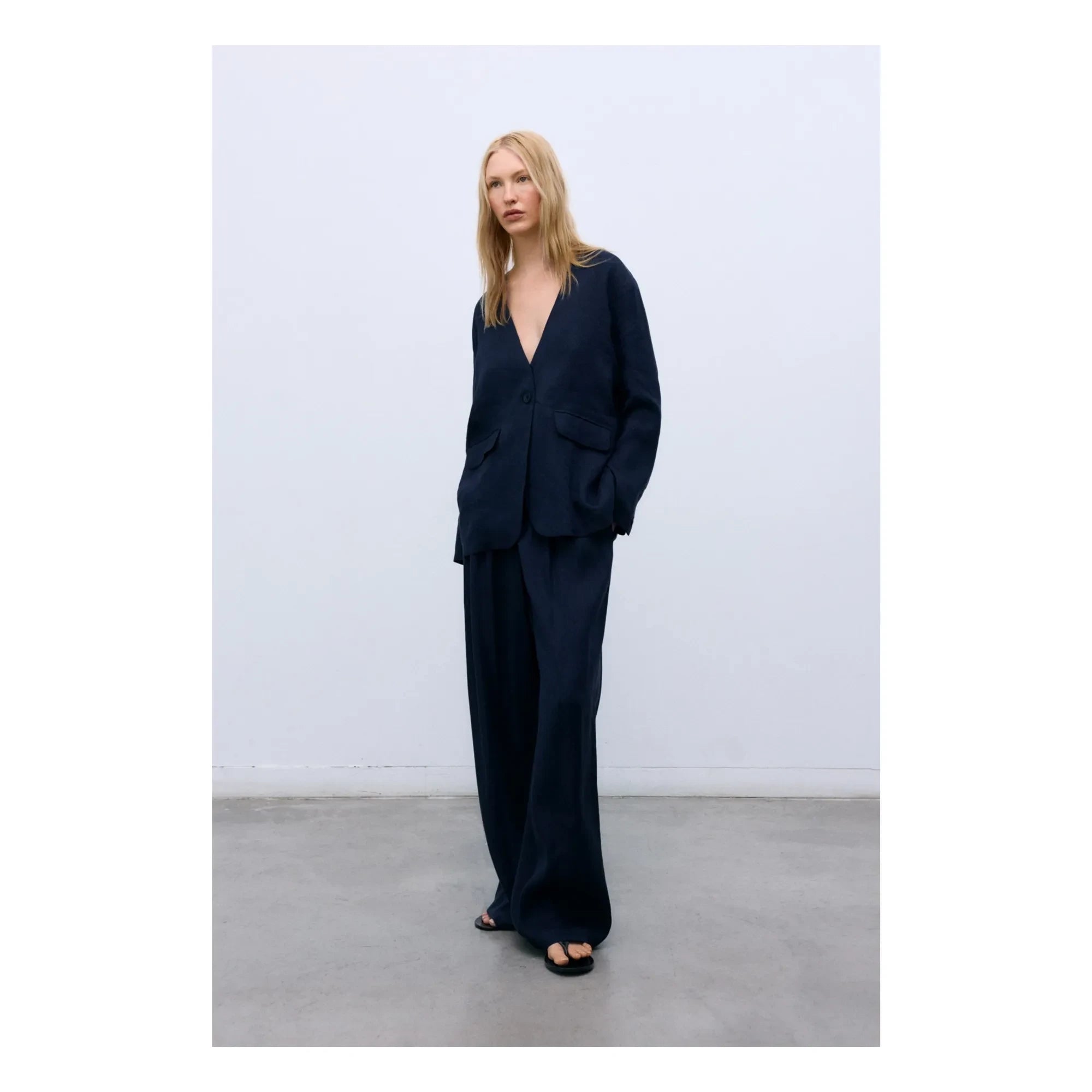 the new society - Melissa Linen Pants | Black