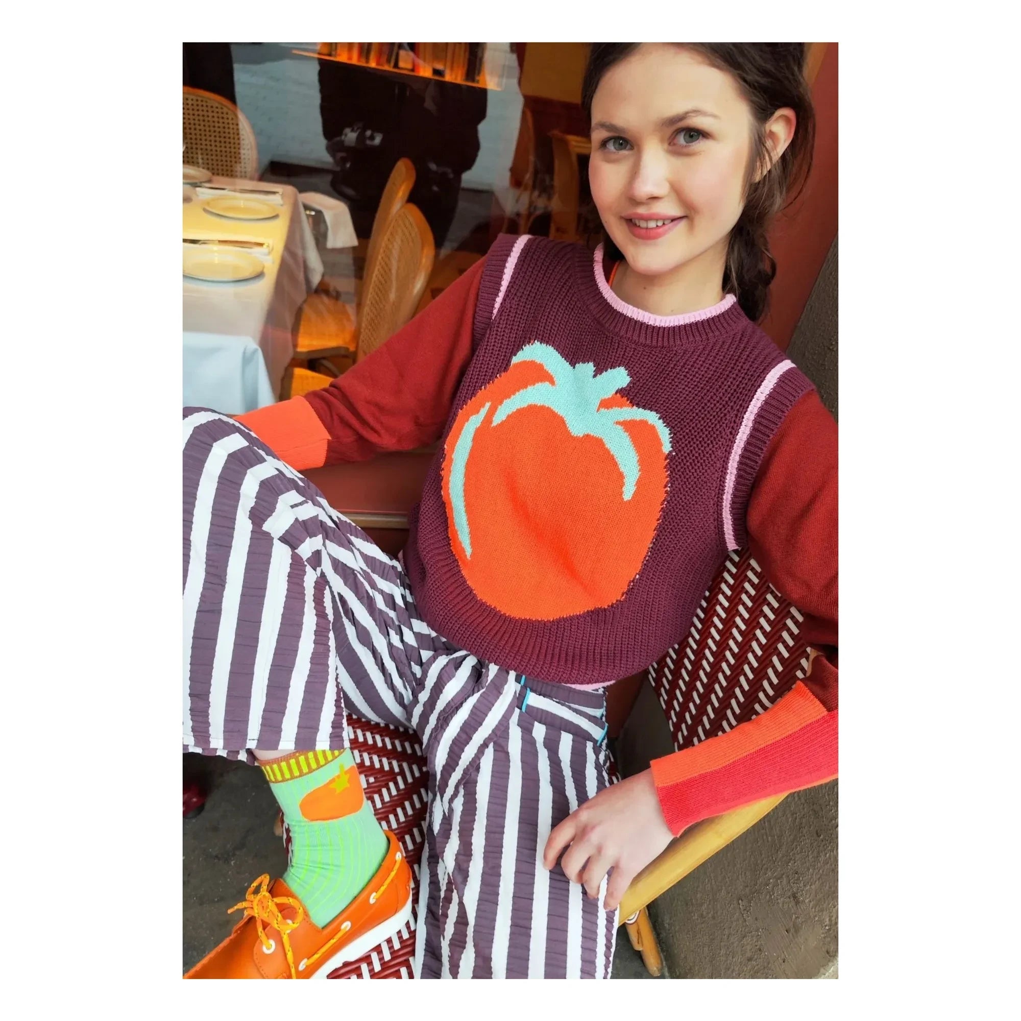 Dr Bloom - Lazo Striped Pants | Aubergine