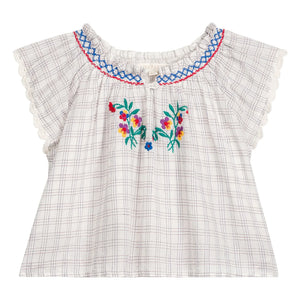 Louise Misha - Perla Blouse Organic Cotton Tiles | Cream