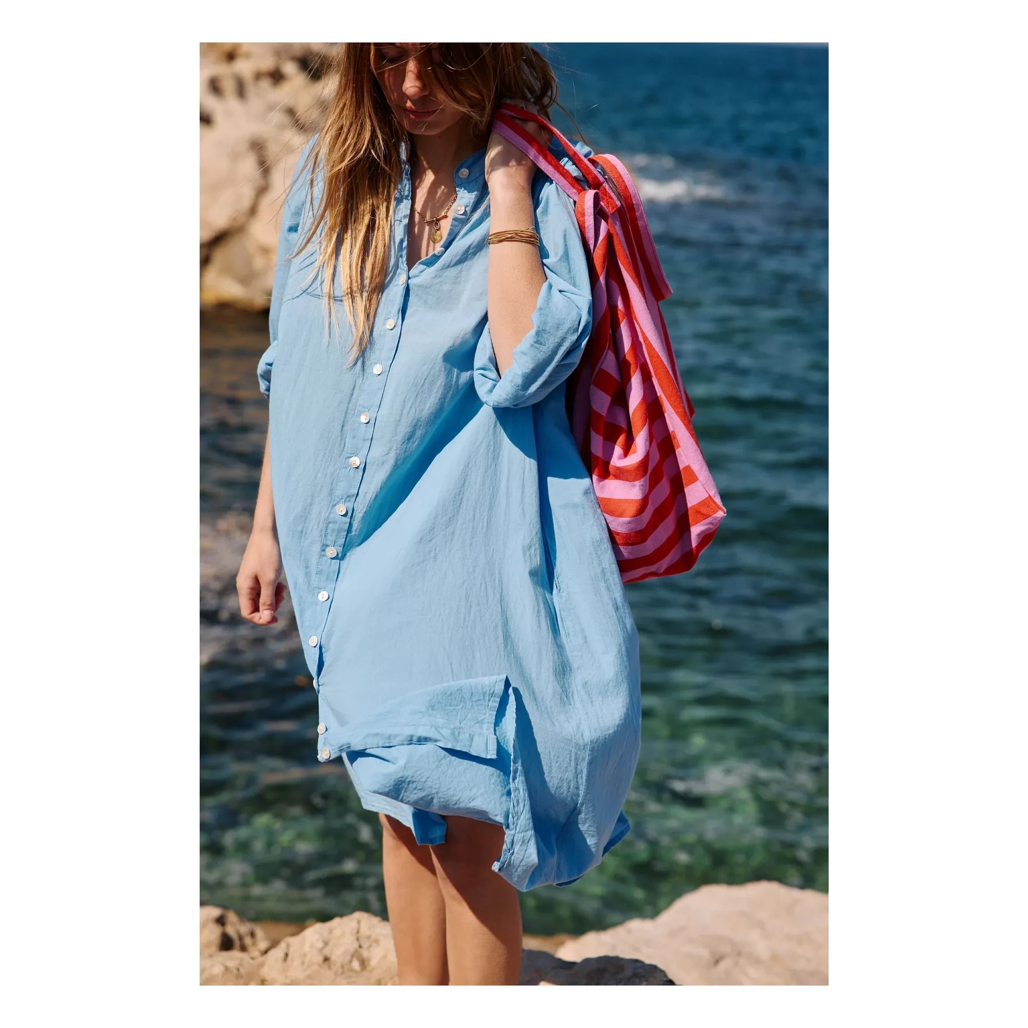 Rose in April - Elisa Striped Tote Bag | Pink