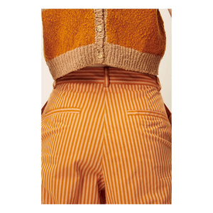 Sessùn - Provencia Cotton Striped Trousers | Orange