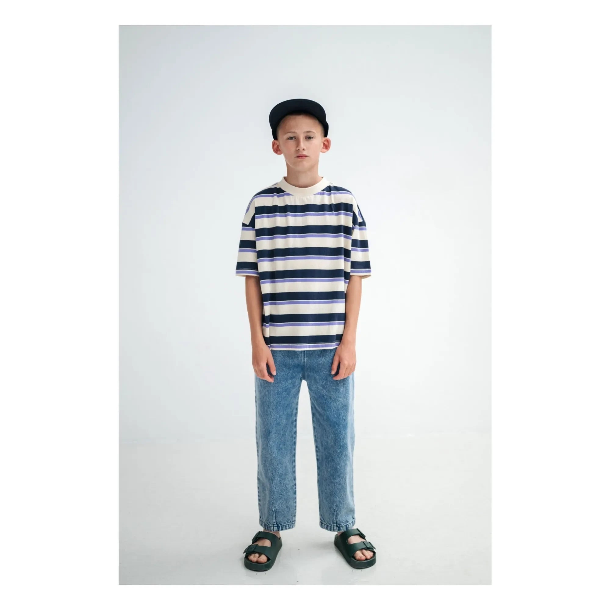 Repose AMS - Boxy Striped Organic Cotton T-Shirt | Cream