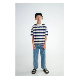 Repose AMS - Boxy Striped Organic Cotton T-Shirt | Cream