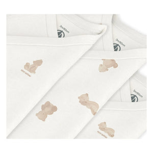 Petit Bateau - 3-Pack Organic Cotton Bear Pattern Crossbody Bags | Ecru