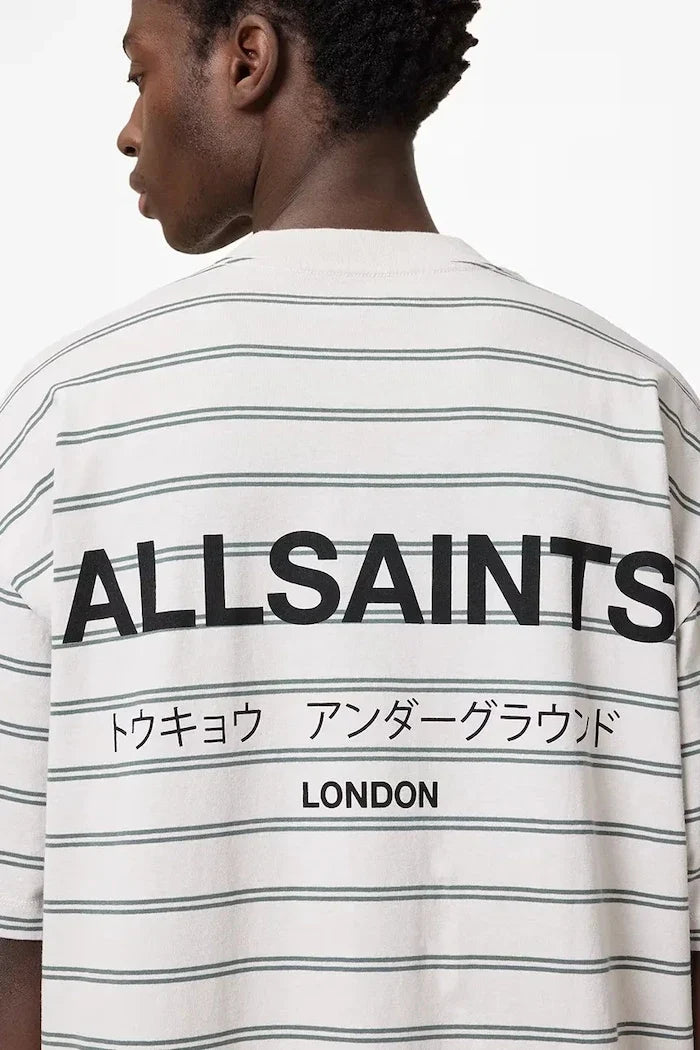 AllSaints erkek pamuklu UNDERGRND STRIPE SS tişört