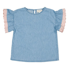 Louis Louise - Loli Chambray Lace T-shirt | Light Blue