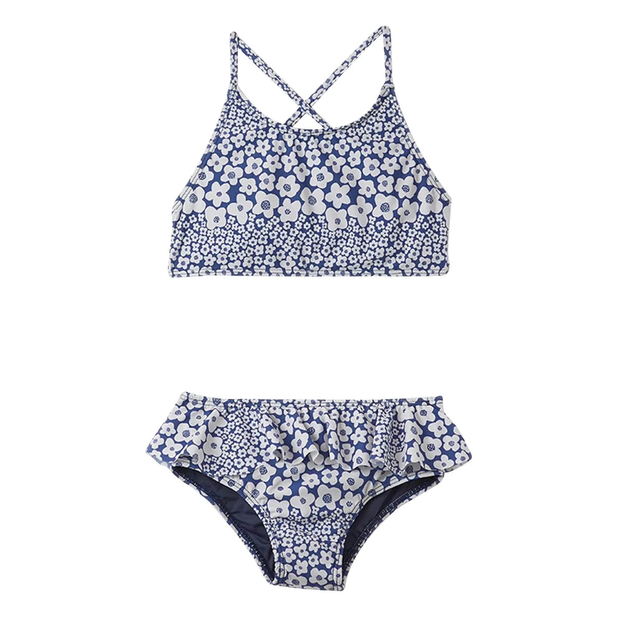 Fabula - Floral Ruffled 2-Piece Swimsuit | Blue