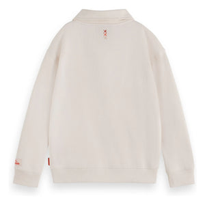 Scotch & Soda - Artwork Organic Cotton Polo Neck Sweatshirt | Ivory