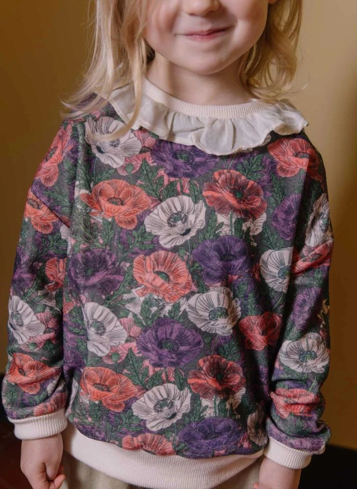 Studio Bohème - Juno Floral Pattern Organic Cotton Sweatshirt | Purple