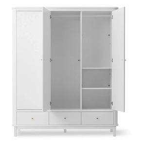 Oliver Furniture - 3-Door Birch Wardrobe 204 x 168 cm | White
