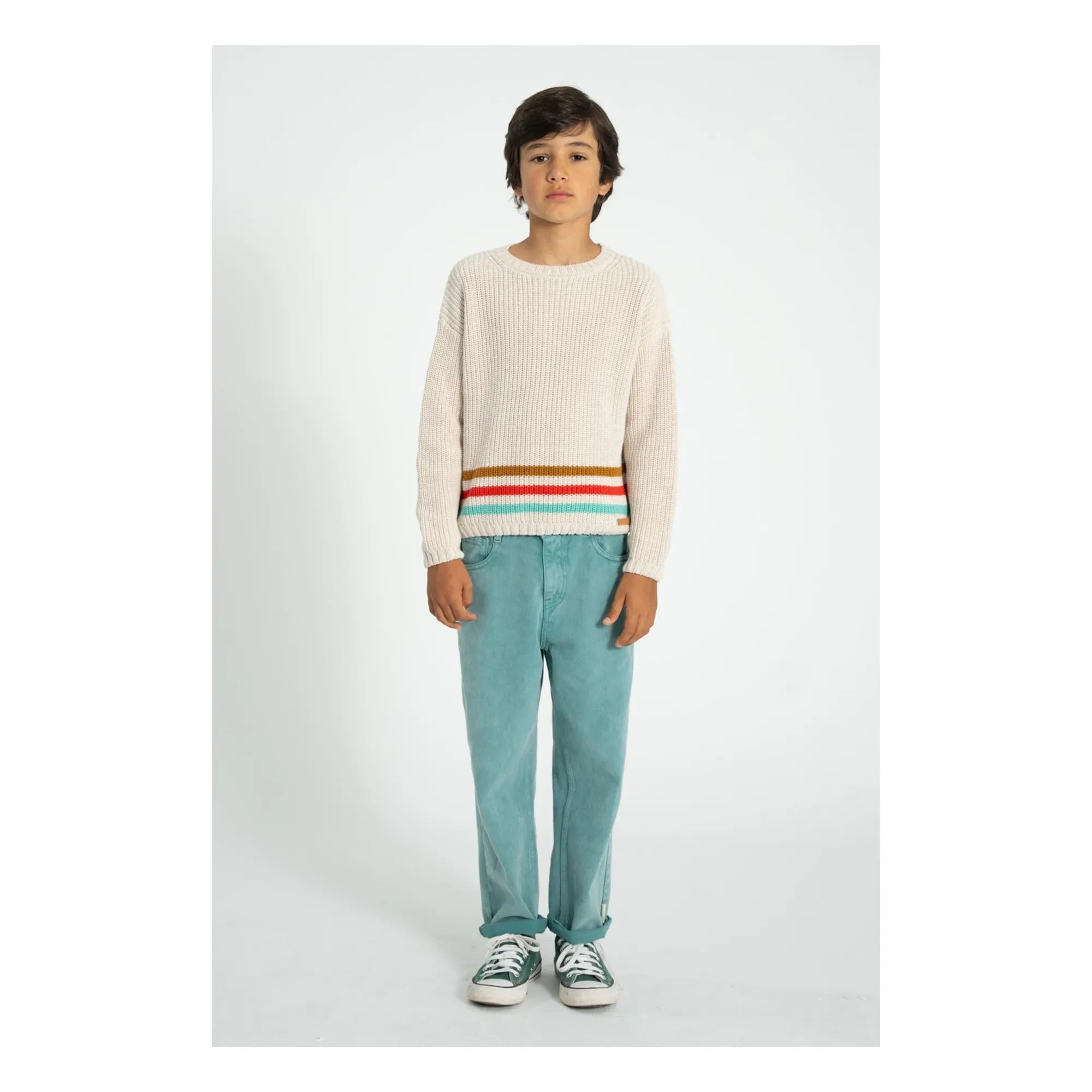 Piupiuchick - Striped Organic Cotton Sweater | Ecru