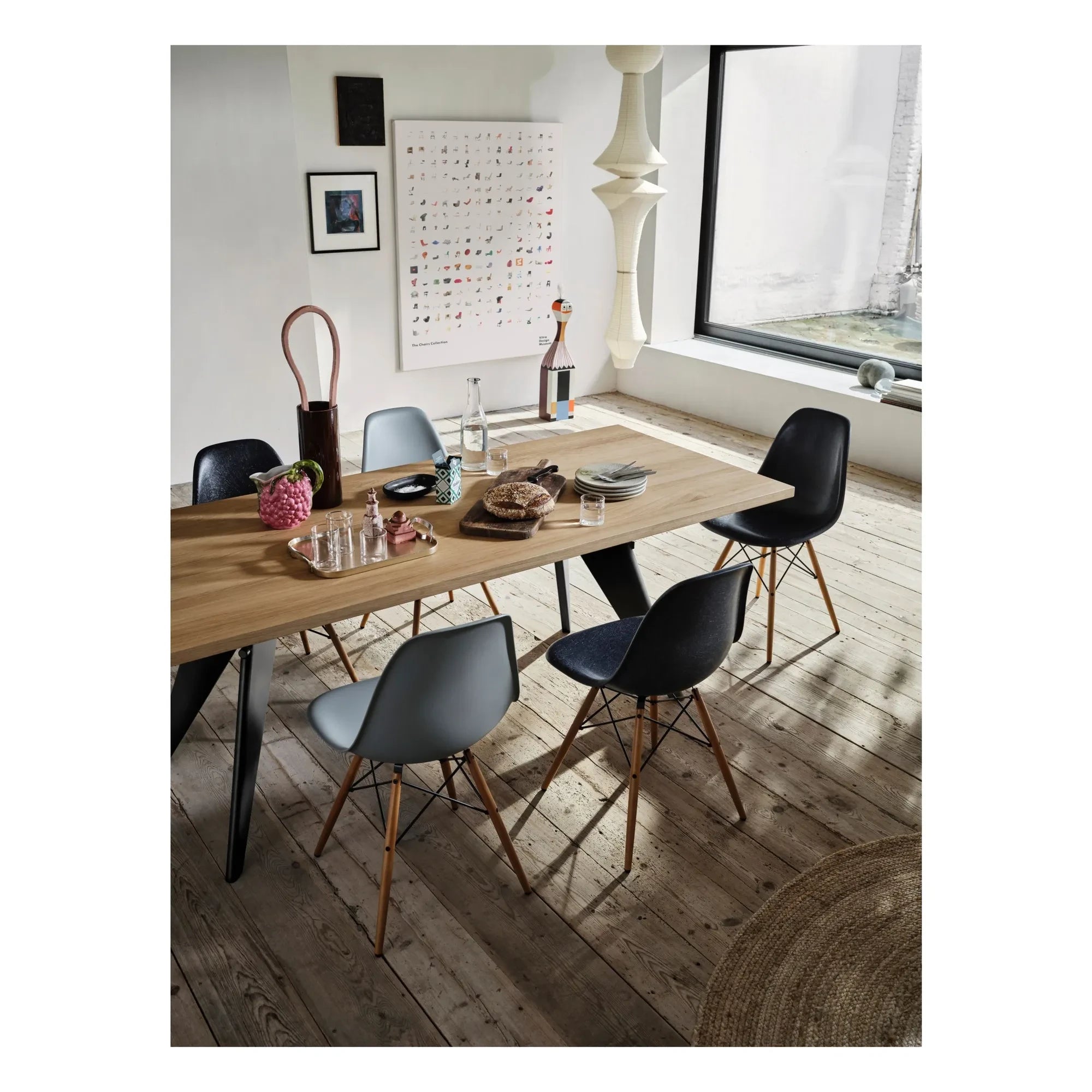 Vitra - EM Table - Black Base - Jean Prouvé | Oak