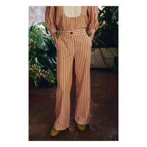 Maria de la Orden - Romeo Cotton Striped Pants | Orange