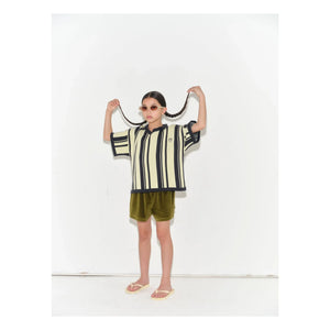 Main Story - Striped Organic Cotton Sports Polo | Pale Yellow