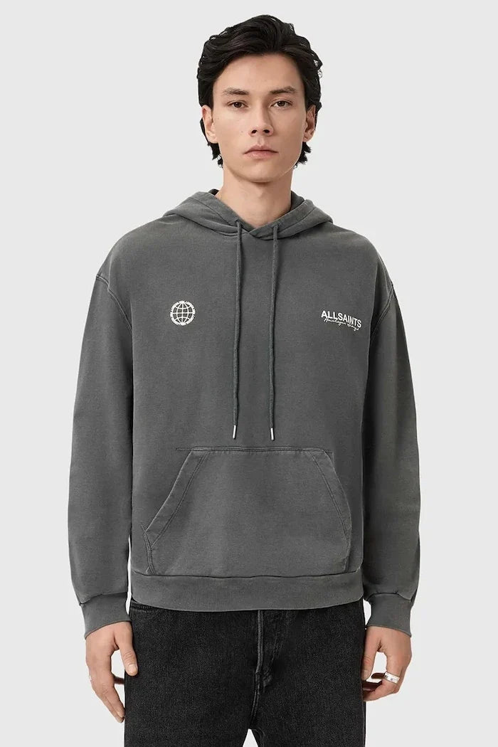 AllSaints Kapüşonlu Erkek Pamuklu EMBLEM Sweatshirt