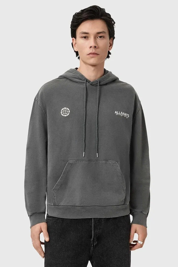AllSaints Kapüşonlu Erkek Pamuklu EMBLEM Sweatshirt