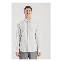 Parages - Striped Casual Cotton Poplin Shirt | Gray