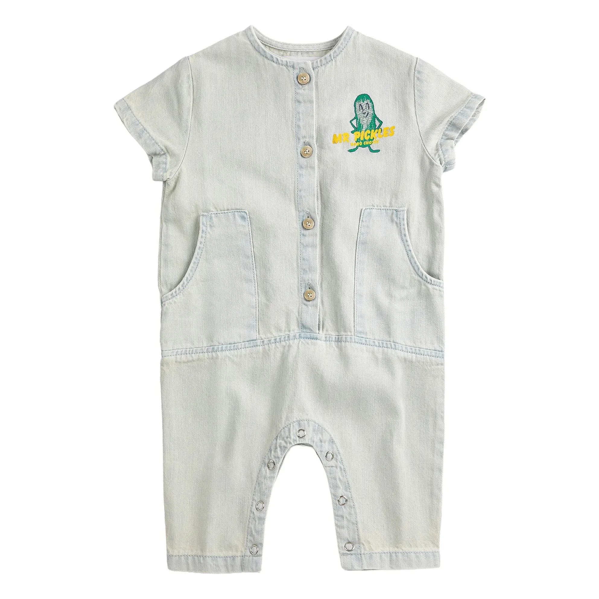 Bobo Choses - Organic Cotton Washed Denim Dungarees | Light Blue