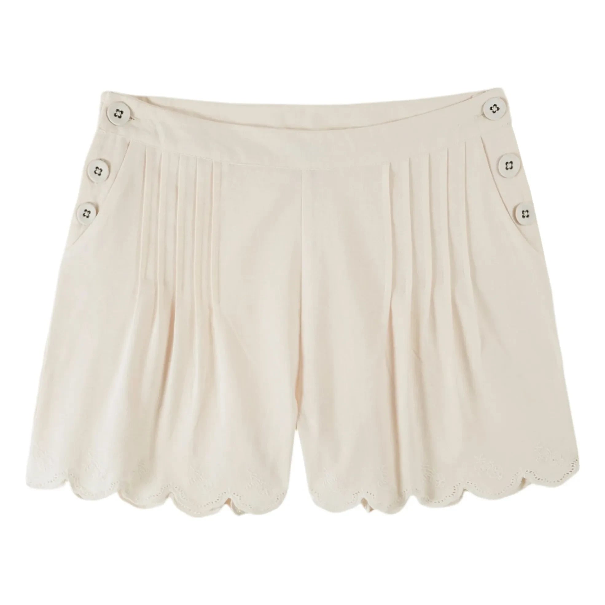 Emile et Ida - Vintage Cotton Ruffled Shorts | Cream
