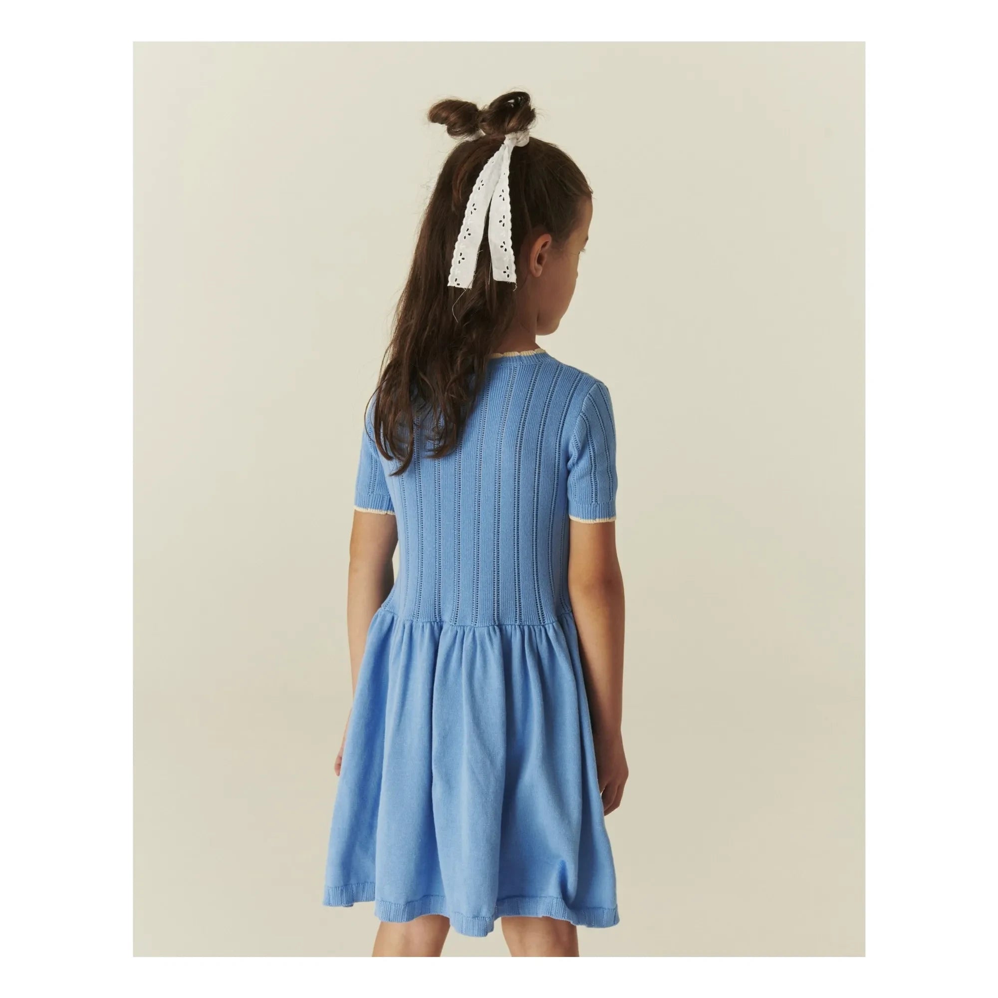 Copenhagen Colors - Pointelle Organic Cotton Mesh Dress | Azure Blue