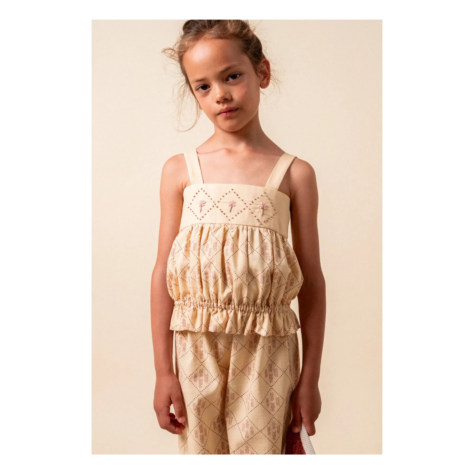 birinit - Castelflorite embroidered upper Organic cotton | Honey