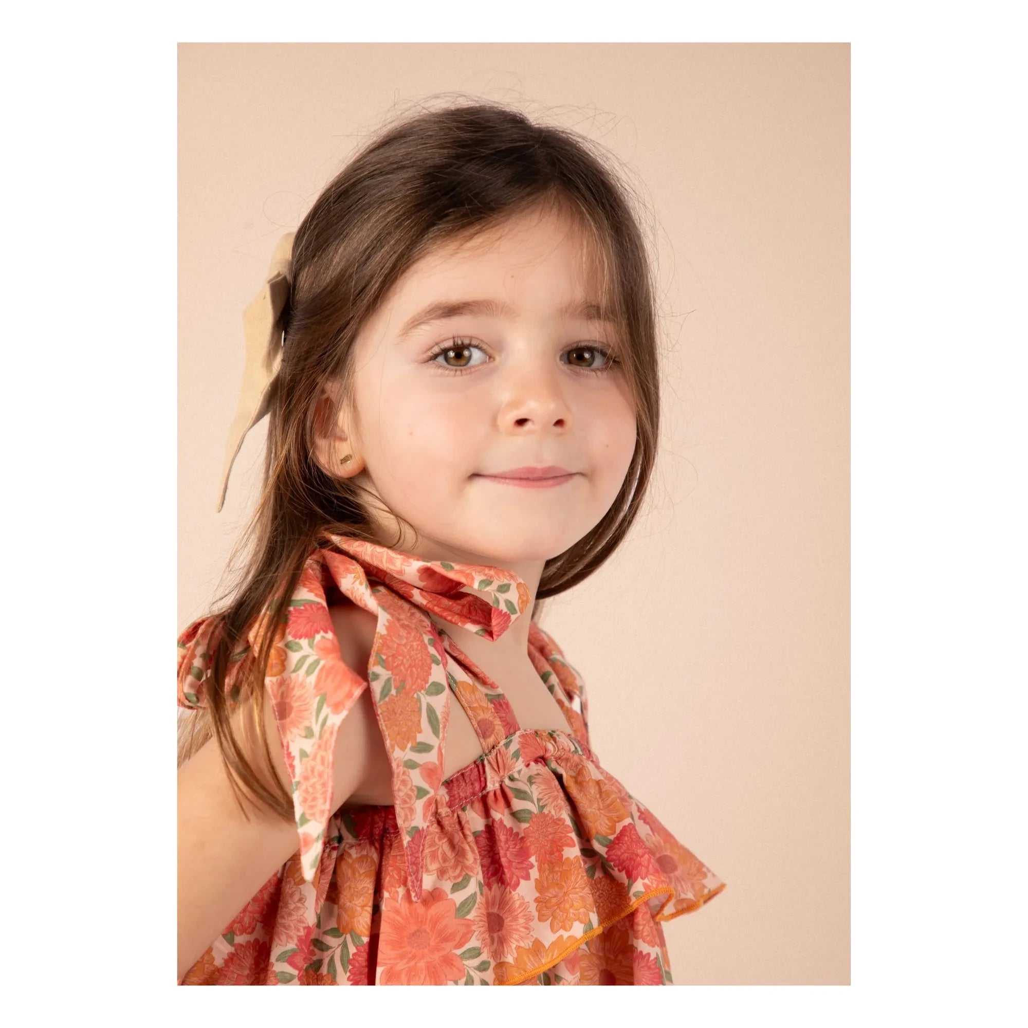 Loir - Castille Blouse Organic Cotton Flowers | Coral