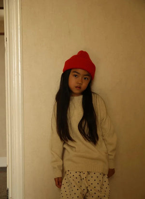 Hvid - Fonzie Merino Wool Beanie | Red
