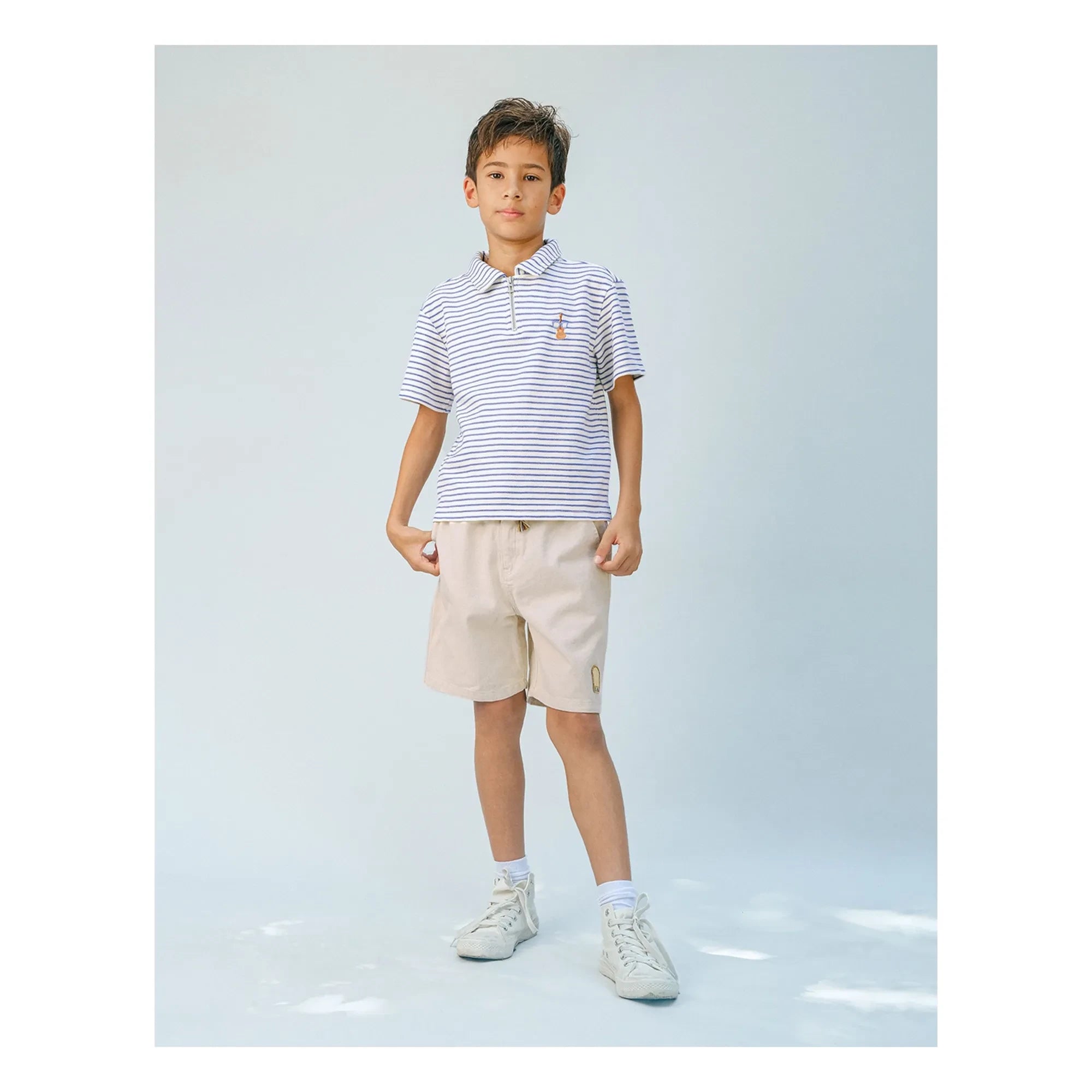 Gingersnaps - Polo Bruno Striped Gingham | Ecru