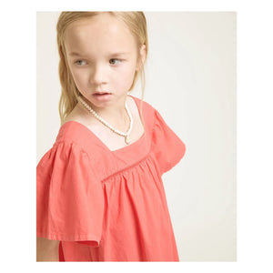 Búho - Organic cotton poplin ruffle dress | Red