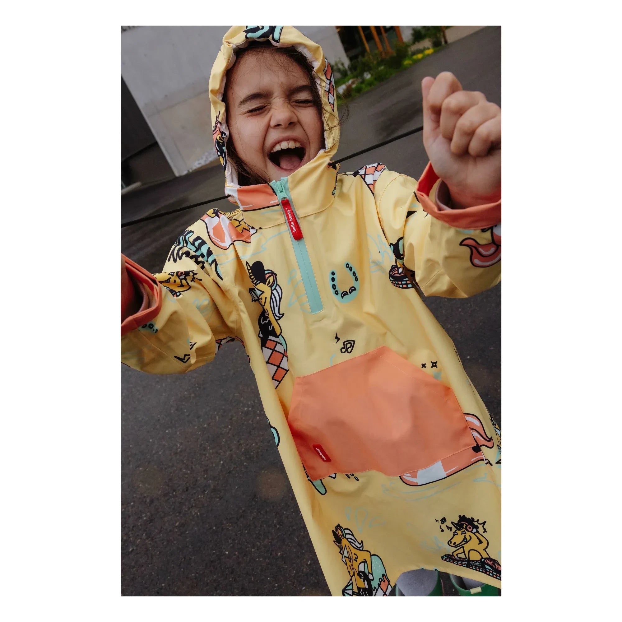 Hello Hossy - Unicorn Raincoat | Yellow