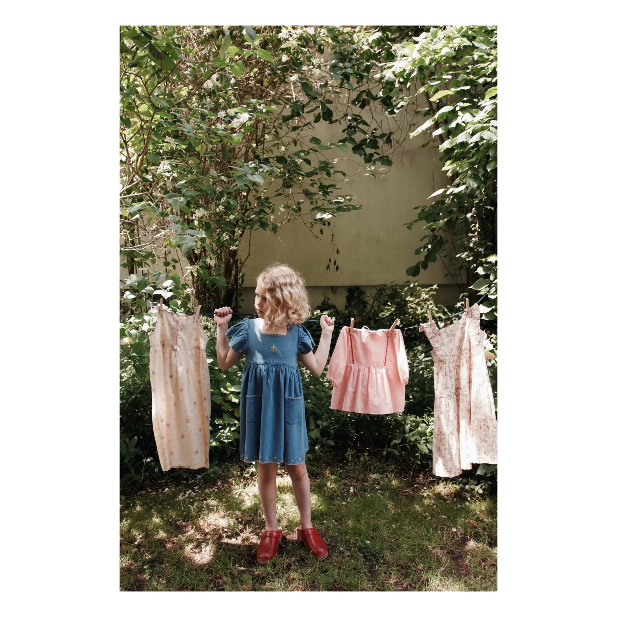 Emile et Ida - Embroidered Denim Dress | Blue
