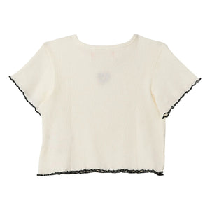Fabula - Ribbed Floral T-Shirt | White