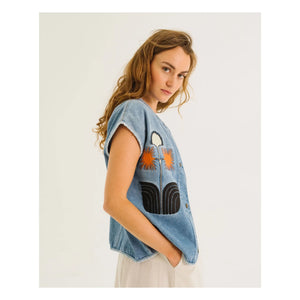 Tinsels - Edel Sleeveless Denim Jacket | Blue